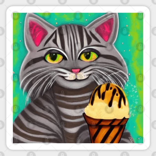 my happy cut cat love ice cream Sticker by jaml-12